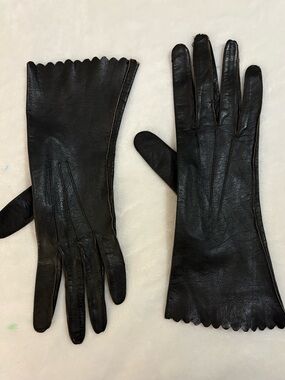 Stetson Vintage Black Soft Leather Gloves 7.1/2 Womens  hand stitched lambskin